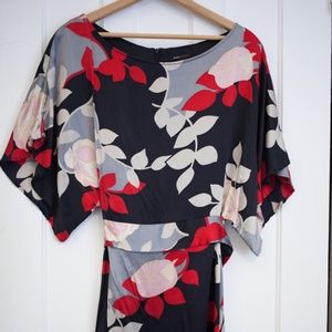 Silk BCBG Floral Kimono Mini Dress SM